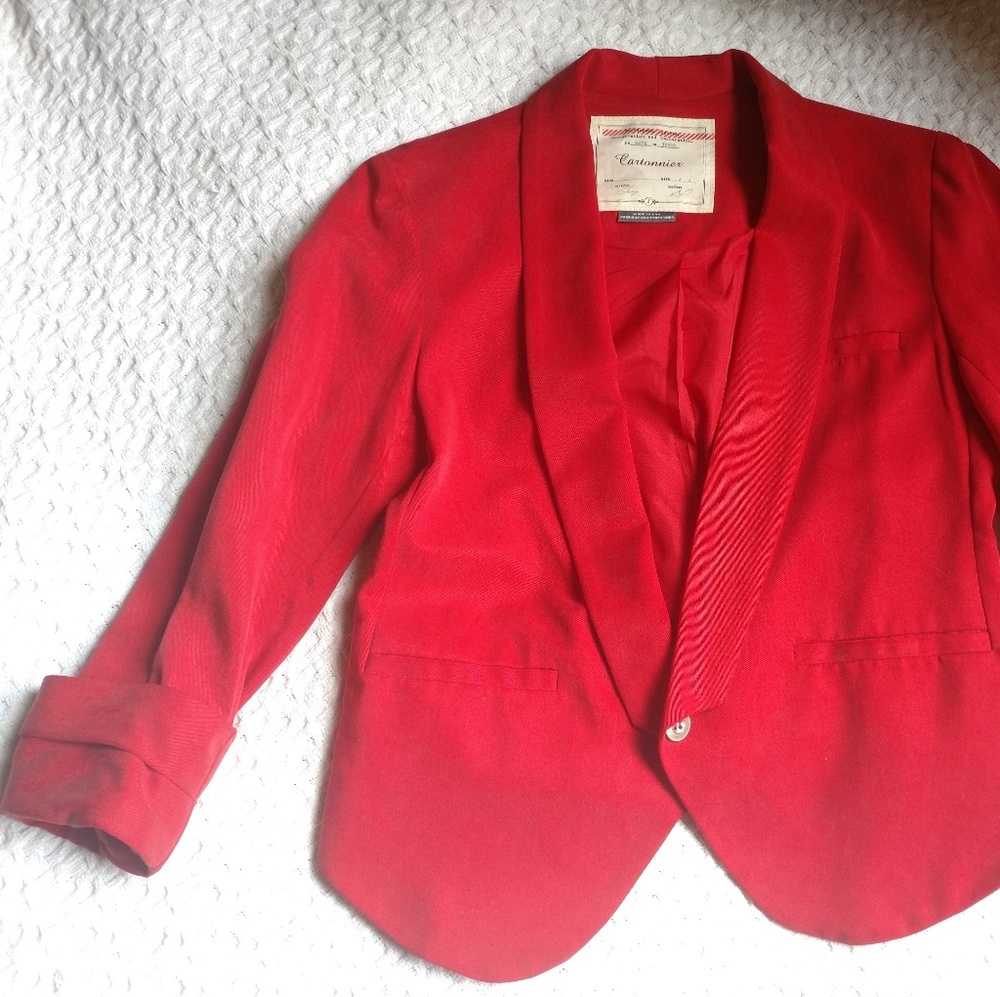 Anthropologie Red Blazer